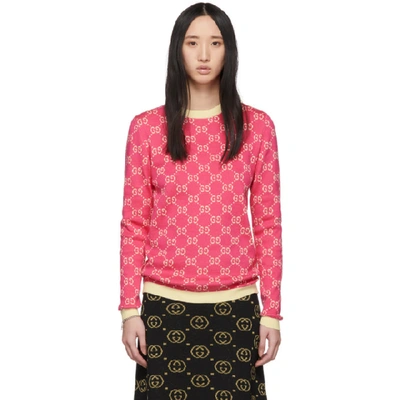 Shop Gucci Pink Gg Jacquard Sweater