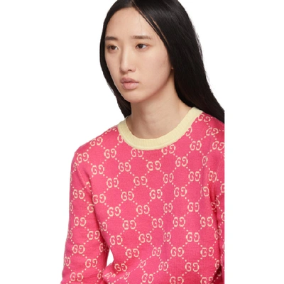 Shop Gucci Pink Gg Jacquard Sweater