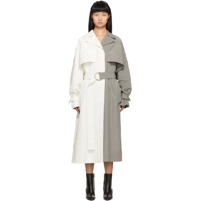 Shop Givenchy White And Grey Oversized Trench Coat In 069 Grey