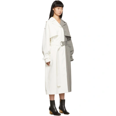 Shop Givenchy White And Grey Oversized Trench Coat In 069 Grey