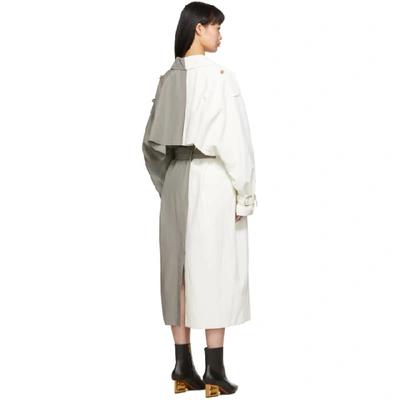 Shop Givenchy White And Grey Oversized Trench Coat In 069 Grey