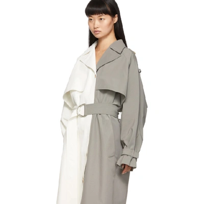 Shop Givenchy White And Grey Oversized Trench Coat In 069 Grey