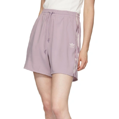 Shop Adidas Originals By Danielle Cathari Purple Satin Shorts In A32s Soft V