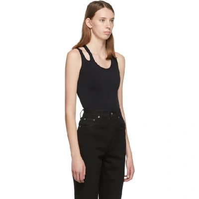 Shop Helmut Lang Black Slashed Seamless Tank Top