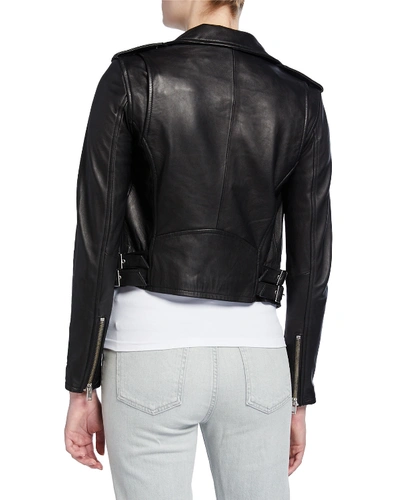 Shop Iro Ashville Cropped Leather Jacket In Black