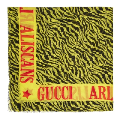 Shop Gucci Yellow And Black Arles Shawl In 7200 Yellow