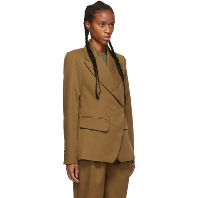 Shop Tibi Tan Recycled Techy Peaked Lapel Blazer In Camel