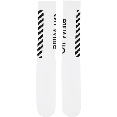 Shop Off-white White And Black Diag Socks In White/black