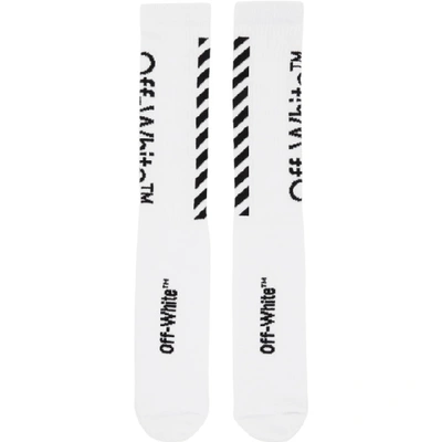 Shop Off-white White And Black Diag Socks In White/black