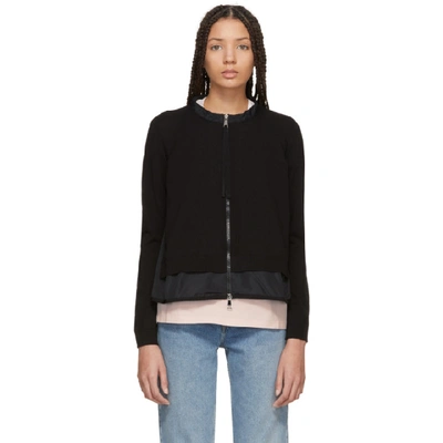 Shop Moncler Black Hem Detail Zip-up Sweater