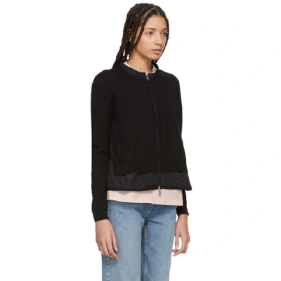 Shop Moncler Black Hem Detail Zip-up Sweater