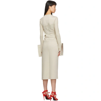 Shop Off-white Beige Wrap Shirt Dress In Beige/black