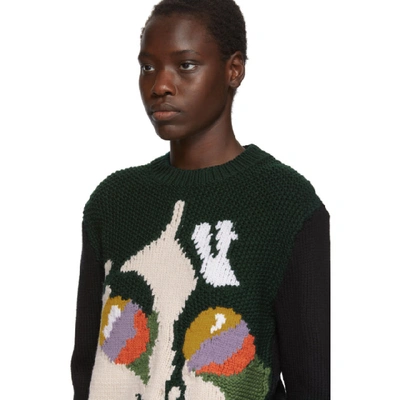 Shop Stella Mccartney Green And Black The Beatles Edition Virgin Wool John Lennon Sweater In 8490 Multi
