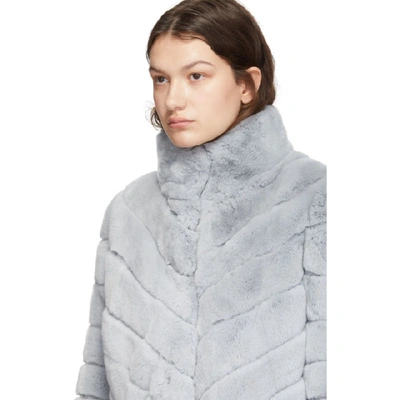 Shop Yves Salomon Grey Rex Rabbit Fur Short Jacket In A7053 Sky