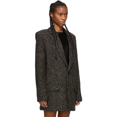 Shop Tibi Black And Multicolor Recycled Tweed Long Blazer