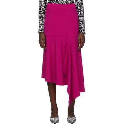 Shop Balenciaga Pink Godet Drape Skirt In 5510 Fuschi