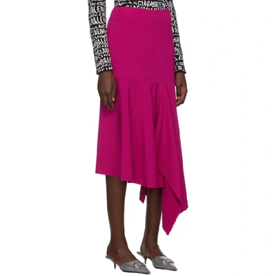 Shop Balenciaga Pink Godet Drape Skirt In 5510 Fuschi