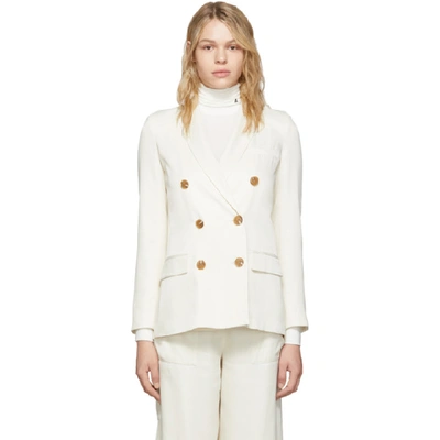 Shop Opening Ceremony Off-white Double-breasted Blazer In 1006 Eggshe