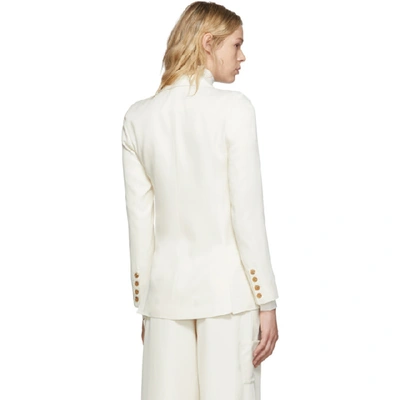 Shop Opening Ceremony Off-white Double-breasted Blazer In 1006 Eggshe