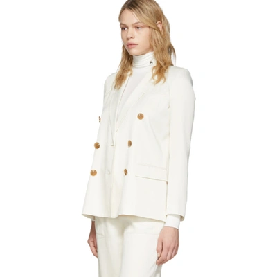 Shop Opening Ceremony Off-white Double-breasted Blazer In 1006 Eggshe