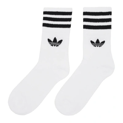Shop Adidas Originals Three-pack White Solid Crew Socks