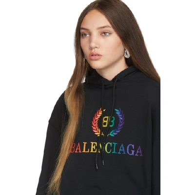 Shop Balenciaga Black Rainbow Bb Hoodie In 1000 Black