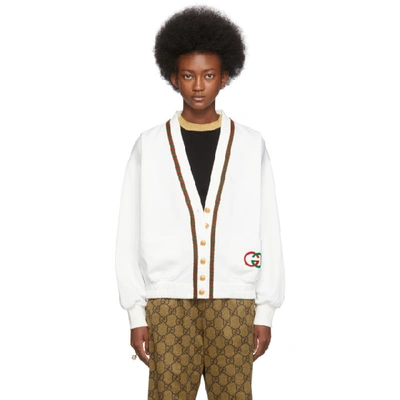 Shop Gucci White Jersey Cardigan In 9280 White