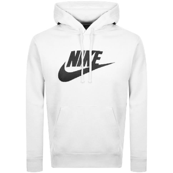 white nike hoodie with black swoosh