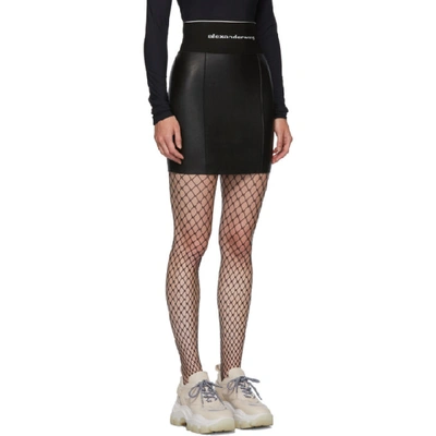 Shop Alexander Wang Black Stretch Leather Miniskirt In 001 Black
