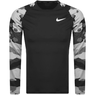 Shop Nike Training Long Sleeve Camouflage T Shirt Black