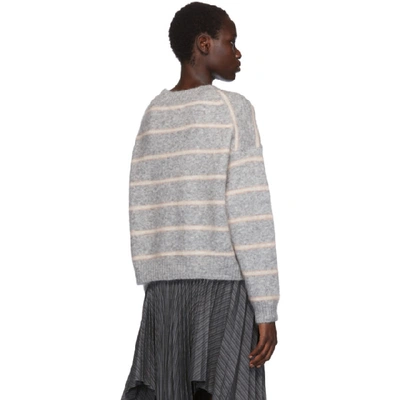 Shop Acne Studios Grey Striped Mohair Sweater In Grey/beige