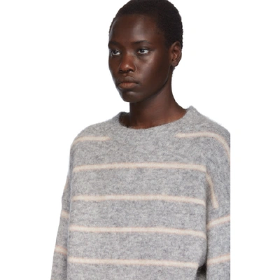 Shop Acne Studios Grey Striped Mohair Sweater In Grey/beige