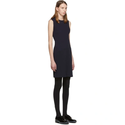 Shop Helmut Lang Navy Jersey Neck Drape Dress In Ink