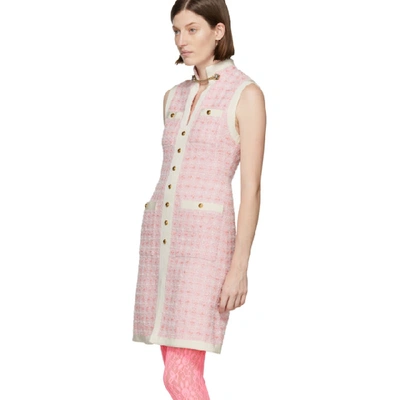 Shop Gucci Pink Tweed Dress