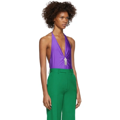 Shop Gucci Purple V-neck Bodysuit In 5511 Purple