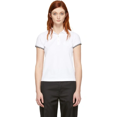 Shop Moncler White Logo Polo In 001 White