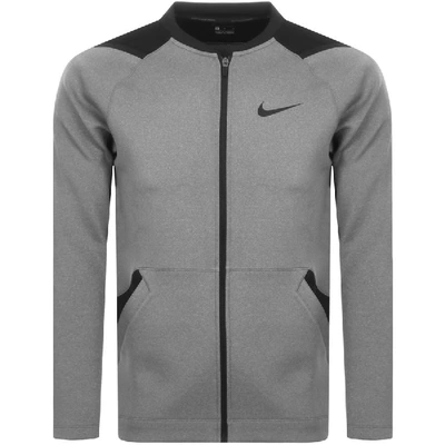Shop Nike Training Full Zip Logo Sweatshirt Grey