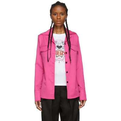 Shop Kenzo Pink Wool Jacket In 26 Fuschia