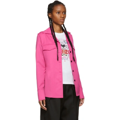 Shop Kenzo Pink Wool Jacket In 26 Fuschia