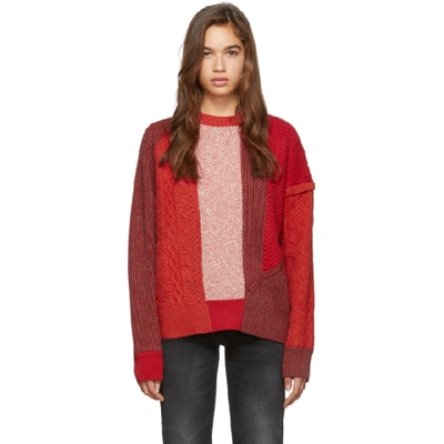 Shop Mcq By Alexander Mcqueen Mcq Alexander Mcqueen Red Patchwork Sweater In 6055 Red