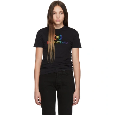 Balenciaga Black Oversized Rainbow Bb T-shirt In 1000 Black | ModeSens