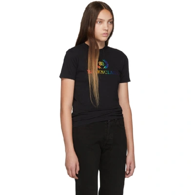 Shop Balenciaga Black Rainbow Bb Fitted T-shirt In 1000 Black