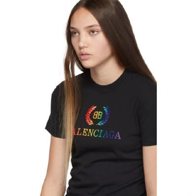 Shop Balenciaga Black Rainbow Bb Fitted T-shirt In 1000 Black