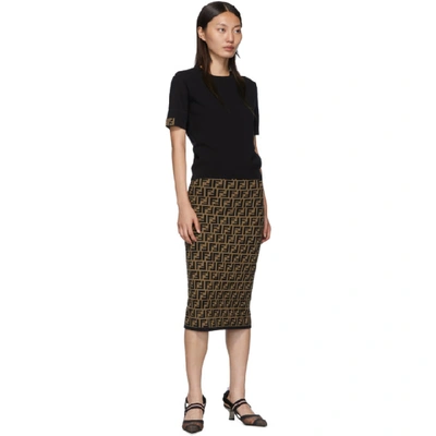 Fendi Logo Jacquard Midi Sweater Skirt In Brown | ModeSens