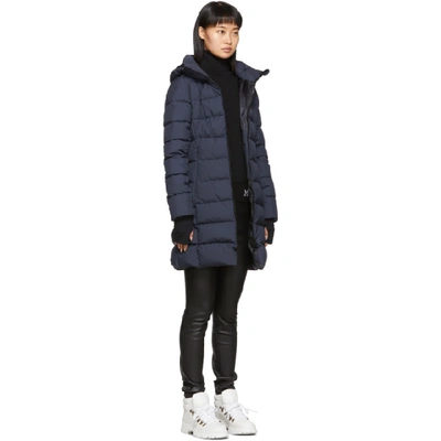 Shop Herno Navy Down Gore Windstopper Long Jacket In 9201 Navy