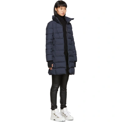 Shop Herno Navy Down Gore Windstopper Long Jacket In 9201 Navy