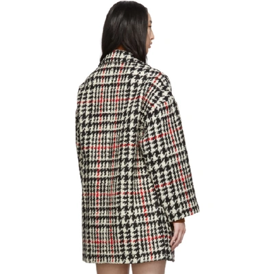 Shop Red Valentino Black And Red Check Tweed Coat In 0no Black