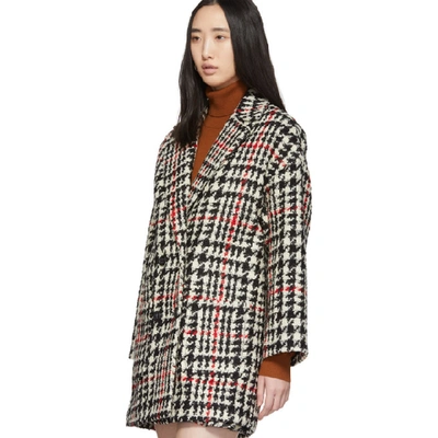 Shop Red Valentino Black And Red Check Tweed Coat In 0no Black