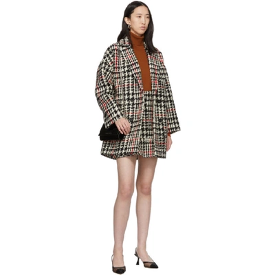 Shop Red Valentino Black And Red Check Tweed Coat In 0no Black