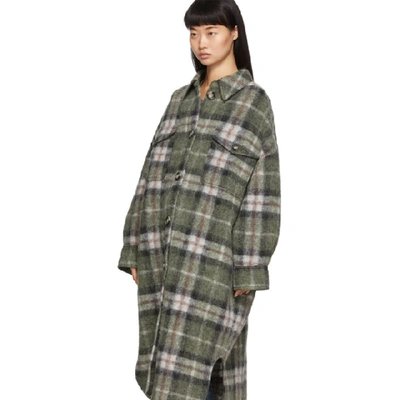 Isabel marant etoile green plaid best sale gabrion coat